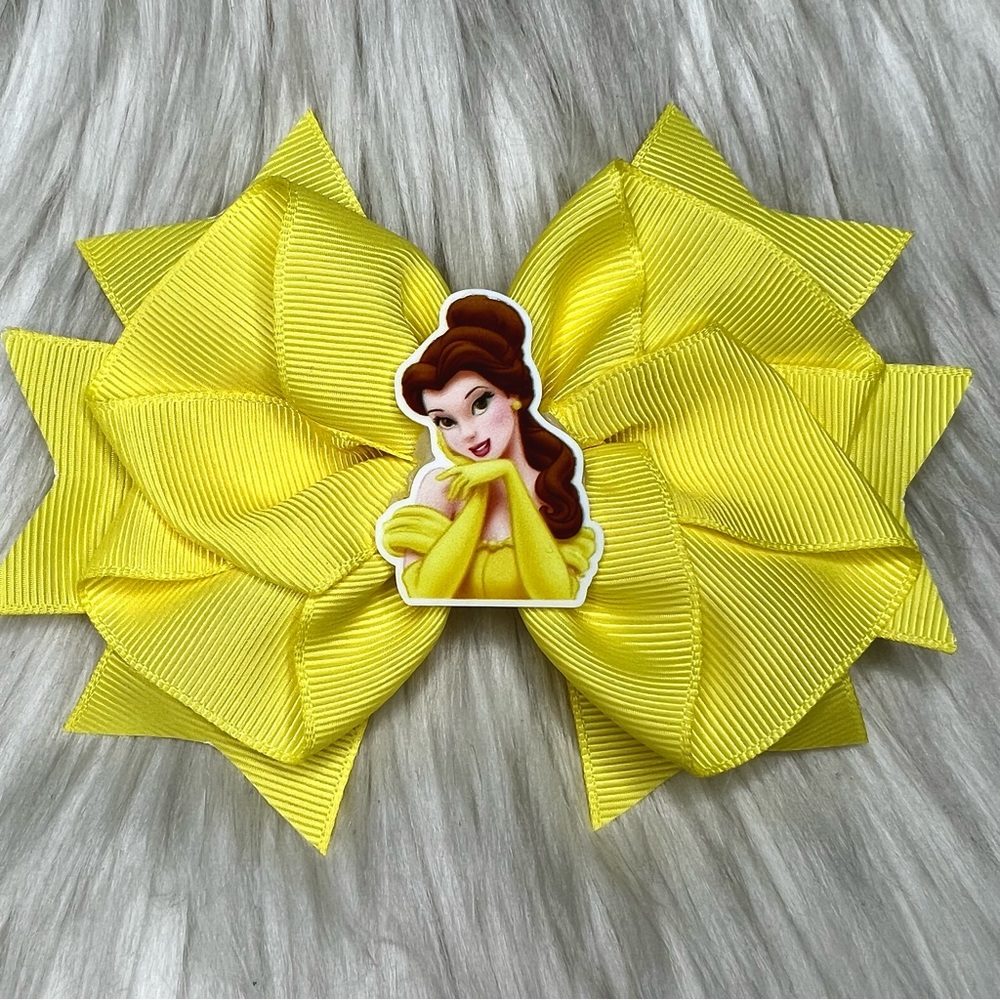 🎀 Disney Princess Inspired Belle Beauty & the Beast Hair Bow Barrette Clip 🎀